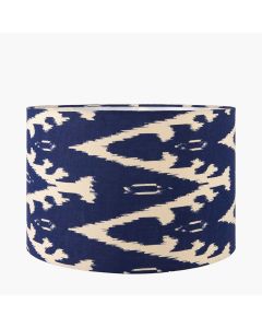 Lars 30cm Ocean Blue Ikat Patterned Cylinder Lampshade