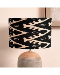 Lars 35cm Black Ikat Patterned Cylinder Shade