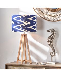 Lars 35cm Ocean Blue Ikat Patterned Cylinder Shade