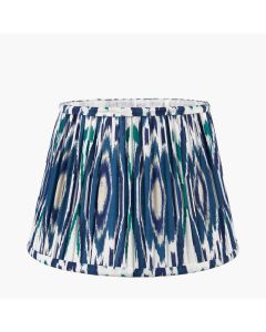 Izara 30cm Ocean Blue Ikat Patterned Mushroom Pleat Tapered Shade