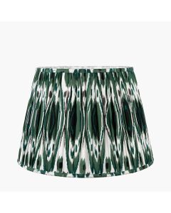 Izara 30cm Racing Green Ikat Patterned Mushroom Pleat Tapered Lampshade