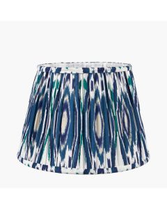 Izara 35cm Ocean Blue Ikat Patterned Mushroom Pleat Tapered Lampshade