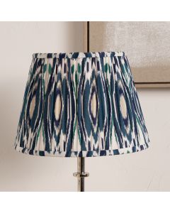 Izara 40cm Ocean Blue Ikat Patterned Mushroom Pleat Tapered Lampshade