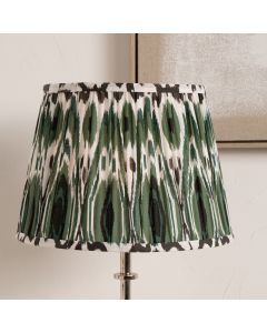 Izara 45cm Racing Green Ikat Patterned Mushroom Pleat Tapered Lampshade