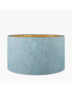 Stellan 30cm Duck Egg Slubbed Silk Mix Gold Lined Cylinder Lampshade