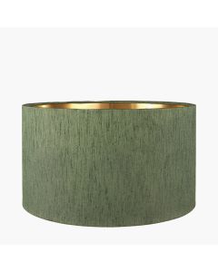 Stellan 35cm Green Slubbed Silk Mix Gold Lined Cylinder Lampshade