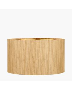 Stellan 40cm Gold Slubbed Faux Silk Gold Lined Cylinder Lampshade