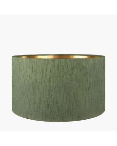 Stellan 40cm Green Slubbed Faux Silk Gold Lined Cylinder Shade