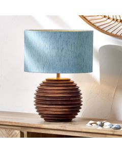 Stellan 35cm Duck Egg Slubbed Silk Mix Gold Lined Cylinder Lampshade