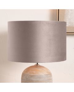Rene 35cm Greige Velvet Cylinder Lampshade
