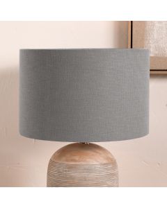 Lino 40cm Steel Grey Self Lined Linen Drum Shade 