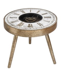 Mirrored Round Framed Clock Table With Moving Mechanism