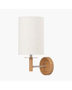 Bonham Natural Wood Veneer and Silver Metal Wall Light