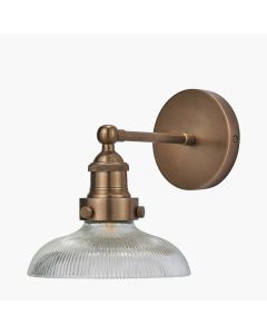Bowery Ribbed Glass with Antique Brass Fitting Wall Light