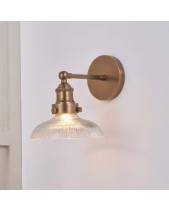 Bowery Ribbed Glass with Antique Brass Fitting Wall Light