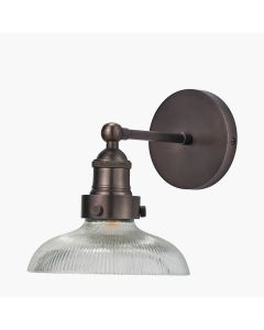 Bowery Ribbed Glass with Antique Bronze Fitting Wall Light