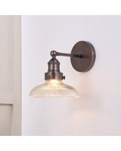 Bowery Ribbed Glass with Antique Bronze Fitting Wall Light