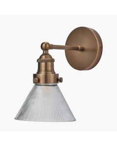 Lenox Conical Ribbed Glass with Antique Brass Fitting Wall Light