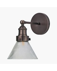 Lenox Conical Ribbed Glass with Antique Bronze Fitting Wall Light