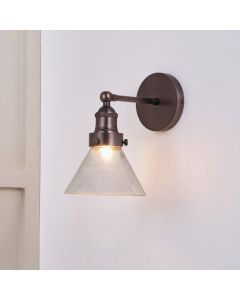 Lenox Conical Ribbed Glass with Antique Bronze Fitting Wall Light