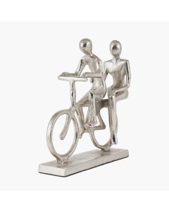 Shiny Silver Double Cyclist Ornament