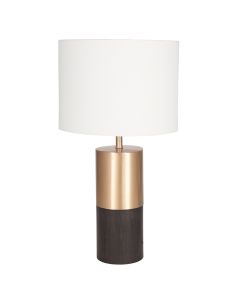 Wood and Gold Metal Table Lamp