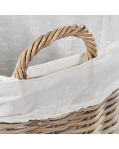 Grey Kubu Rattan Lined Round Basket
