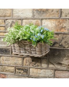 Indoor or Outdoor Grey Kubu Rattan Wall Hanging Trough - Small 