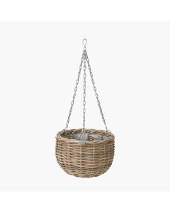 Indoor or Outdoor Grey Kubu Rattan Round Hanging Basket - Large 