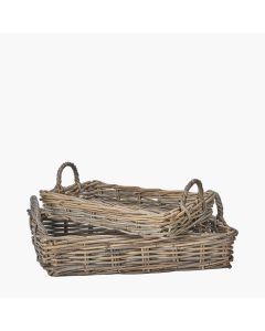 Set of 2 Grey Kubu Basket Trays