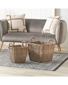 Set of 2 Grey Kubu Graduated Square Storage Baskets