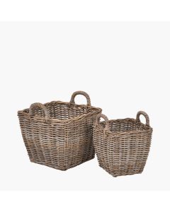 Set of 2 Grey Kubu Graduated Square Storage Baskets