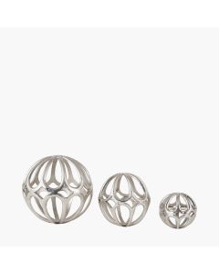 Set of 3 Shiny Silver Decorative Balls