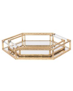 Gold Metal & Mirror S/2 Trays