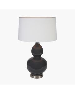 Gatsby Grey Ceramic Table Lamp With Brushed Silver Metal Detail