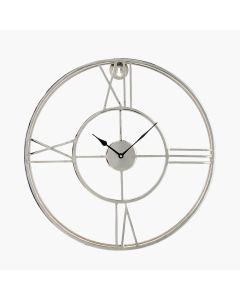 Silver Metal Double Framed Wall Clock