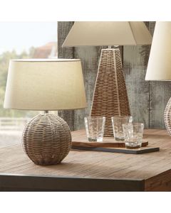 Raffles Small Rattan Cream Wash Table Lamp