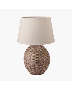 Raffles Large Rattan Cream Wash Table Lamp with Coast 40cm Cream Calico Tapered Shade