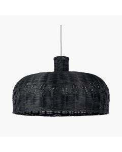 Caswell Black Rattan Dome Pendant