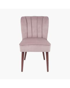 Ravenna Blush Pink Velvet Dining Chair Walnut Effect Legs