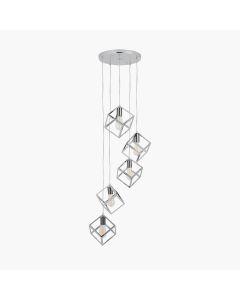 Alessio Shiny Nickel Metal Five Cube Pendant