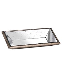 Astor Distressed Mirrored Display Tray With Wooden Detailing