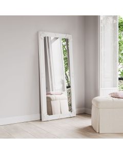Essentials White Wooden  Mirror in White Painted Wooden Frame