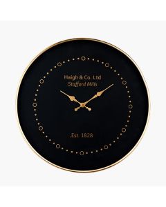 Black Wall Clock with Antique Brass Frame
