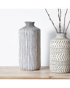 Bude Blue and White Stoneware Stripe Design Vase