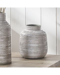 Alina White Stoneware Dot Design Vase