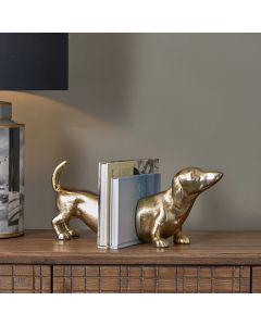 Gold Metal Sausage Dog Book Ends