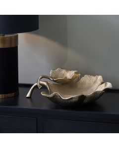 Gold Metal Dual Gingko Leaf Bowl 