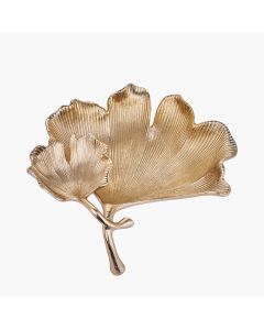 Gold Metal Dual Gingko Leaf Bowl 