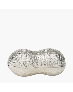 Silver Metal Peanut Lidded Trinket Bowl
